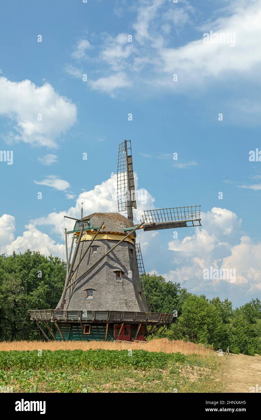 old windmill in the Hessenpark, Germany Stock Photo