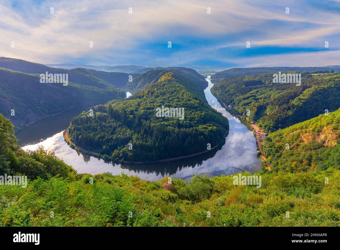 Unique landscape and landmark of the Saarland with a view to Saar river ...