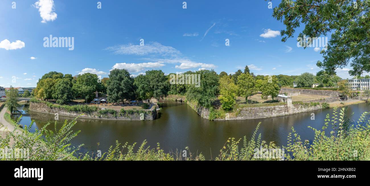 casemates at the river Saar in Saarlouis under blue sky Stock Photo