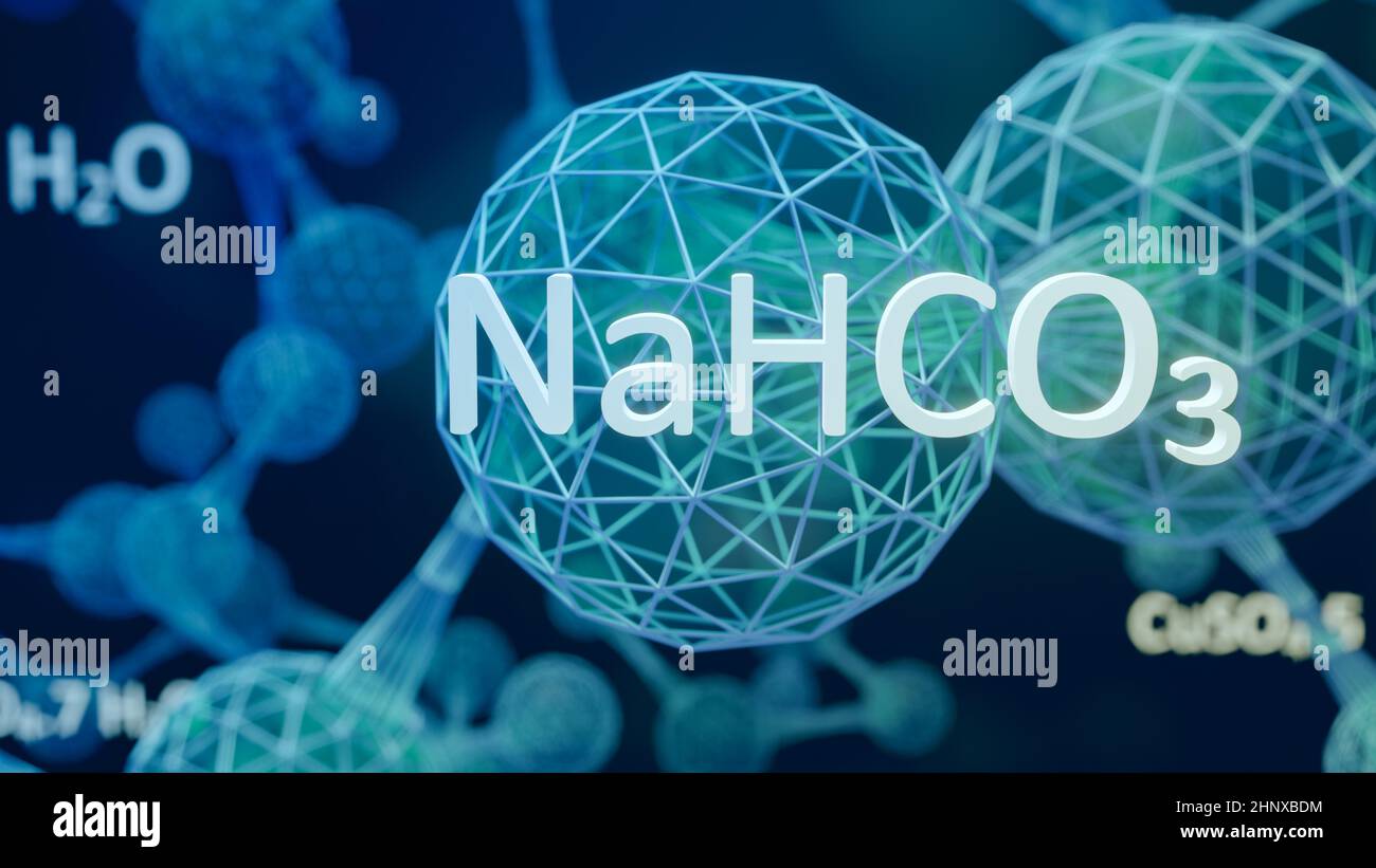 fictional molecular structure, wireframe model, camera zoom on chemical formula (3d render Stock