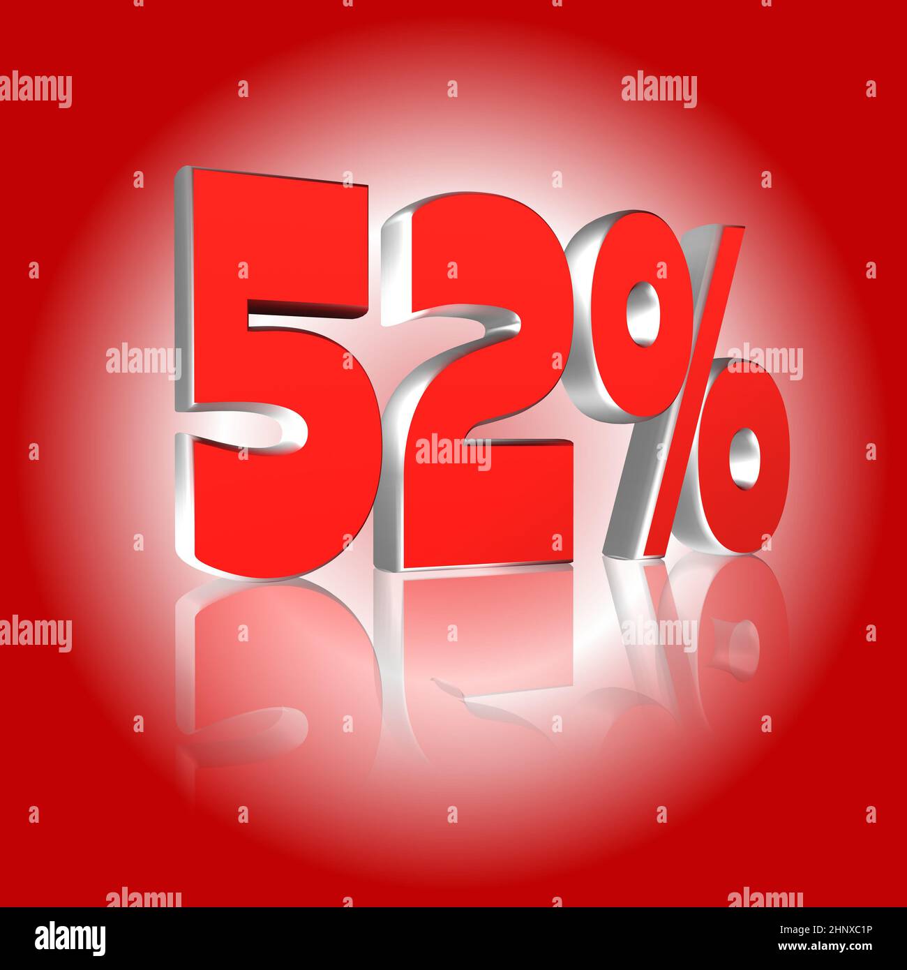 52%, 52 percent as a 3D illustration, 3D rendering Stock Photo - Alamy
