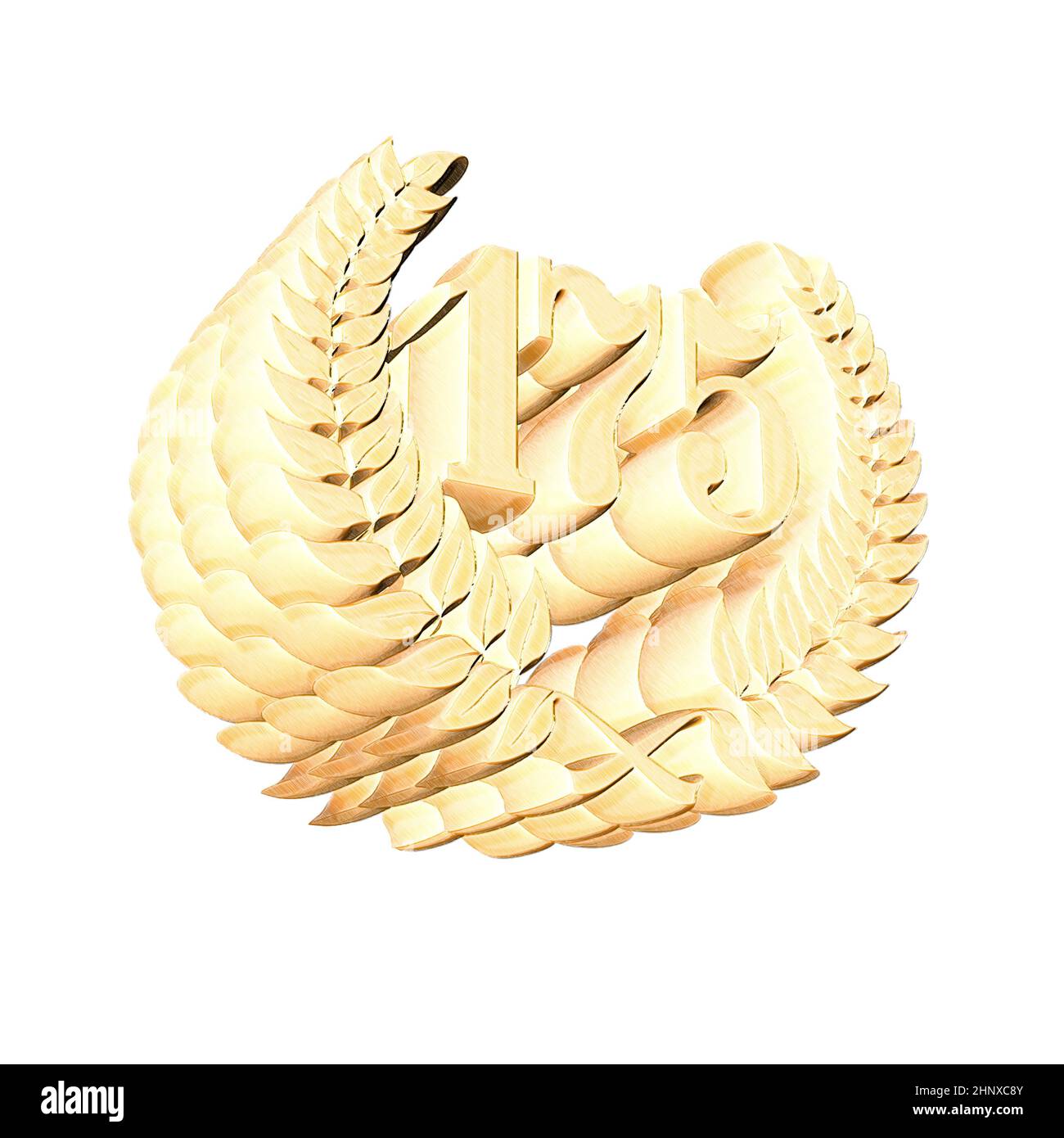 Number 175 with laurel wreath or honor wreath as a 3D-illustration, 3D ...