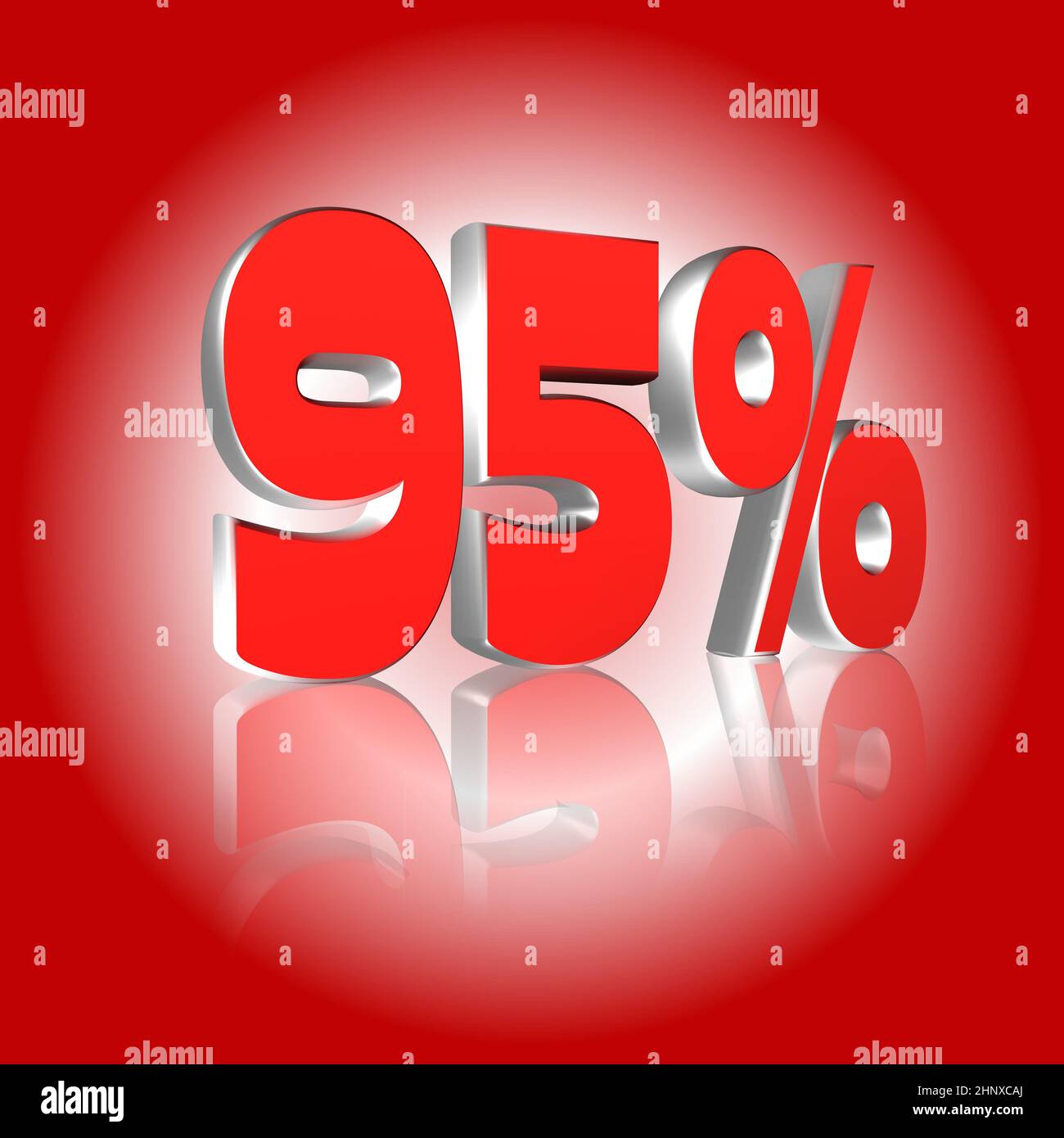 95%, 95 percent as a 3D illustration, 3D rendering Stock Photo - Alamy