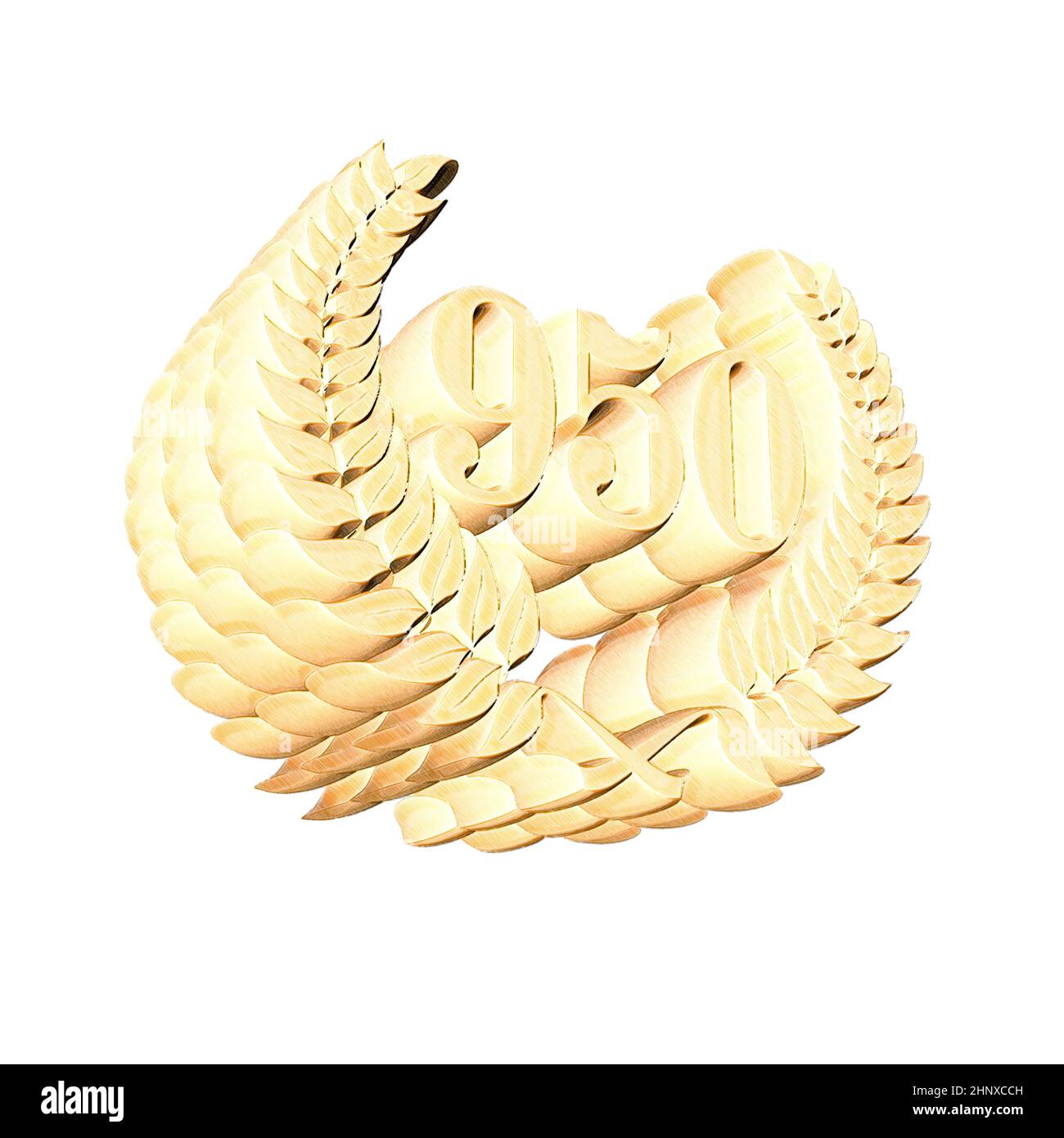 Number 950 Image Number 950 with laurel wreath or honor wreath as a 3D-illustration, 3D ...