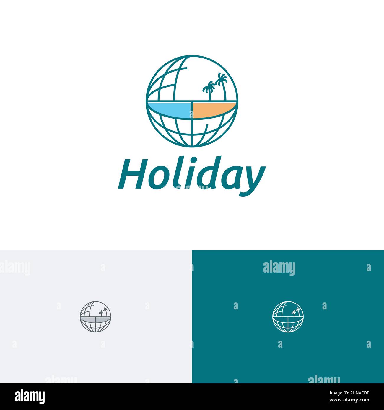 Tropical Beach Sea World Tour Travel Holiday Vacation Agency Logo Stock