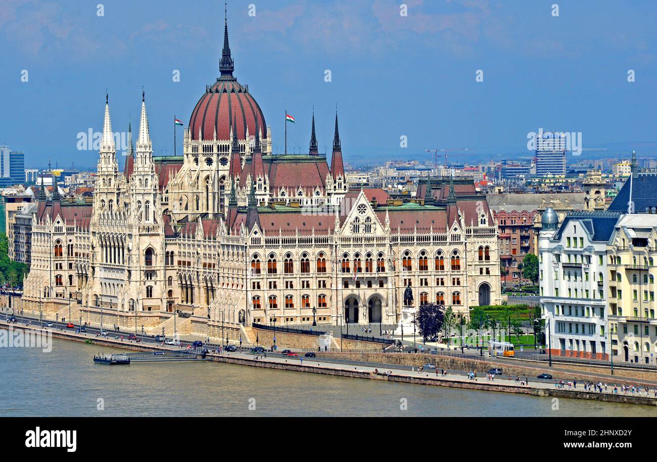 Danube river and the Parliament Budapest Hungary Stock Photo