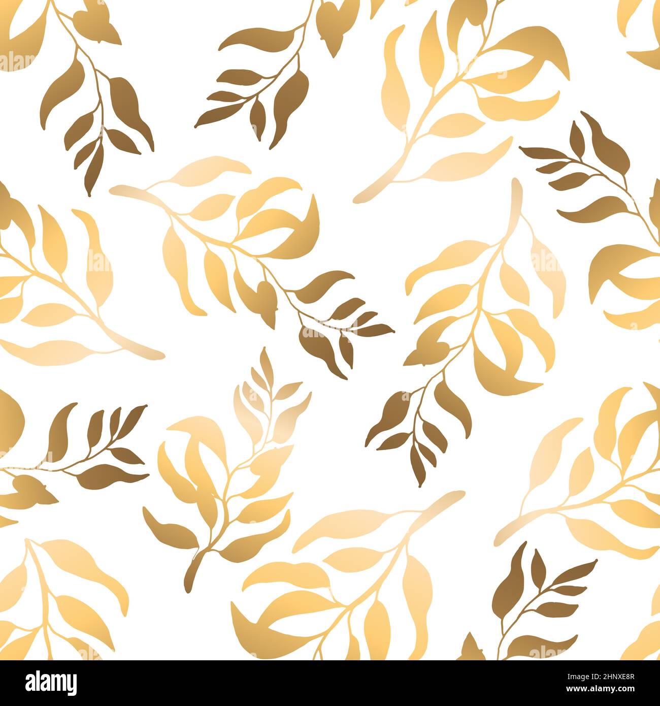 Seamless golden leaves and branches on a white background Stock Photo ...
