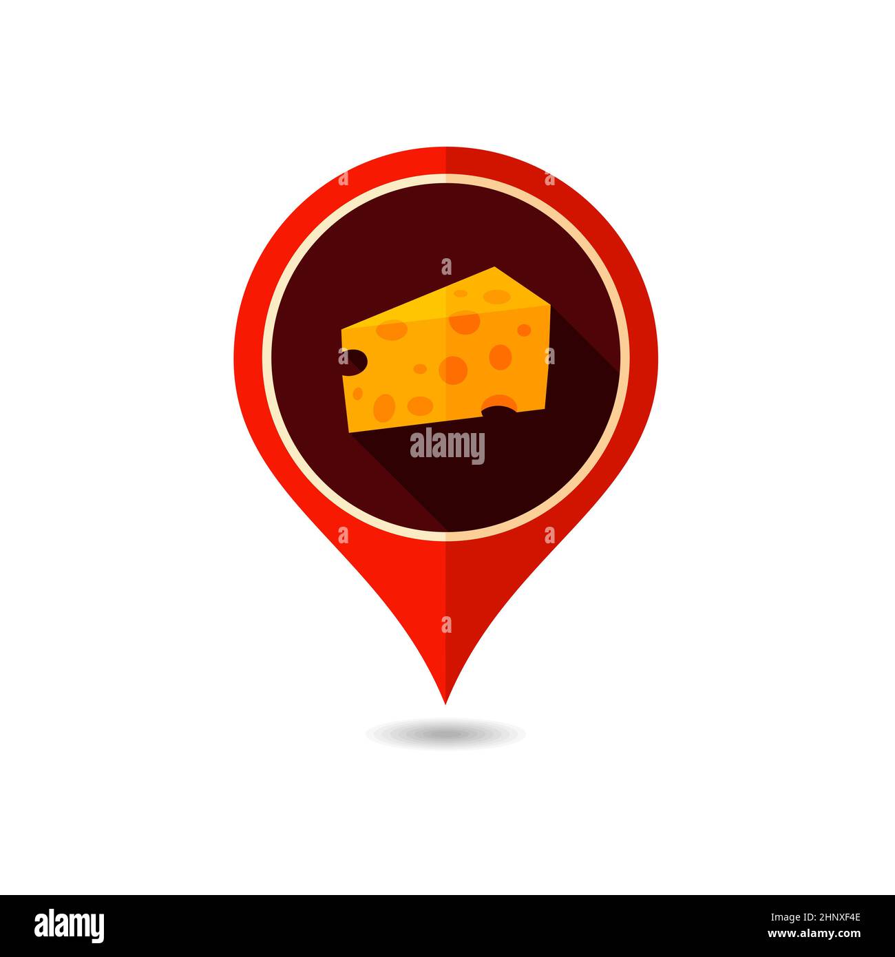 Piece of cheese pin map icon. Farm animal Map pointer. Map marker ...