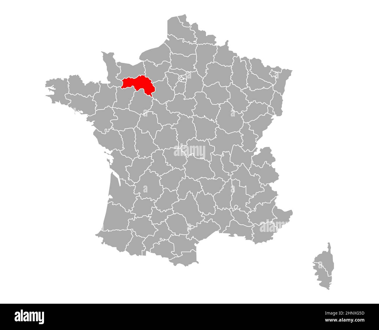 Map of Orne in France Stock Photo