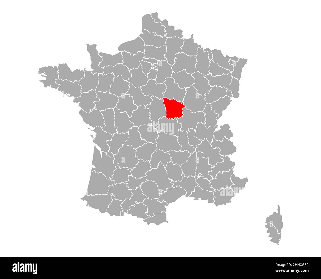 Map of Nievre in France Stock Photo