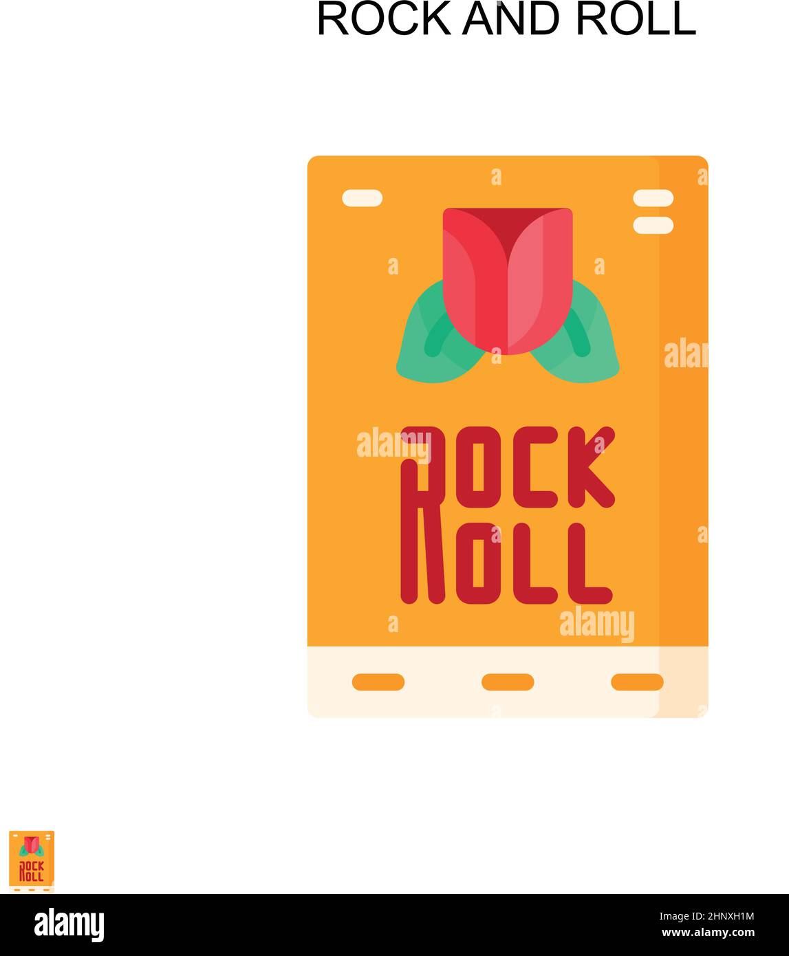 Vector Flat Pixel Rock N Roll Icon with Fire' Poster - rock n roll