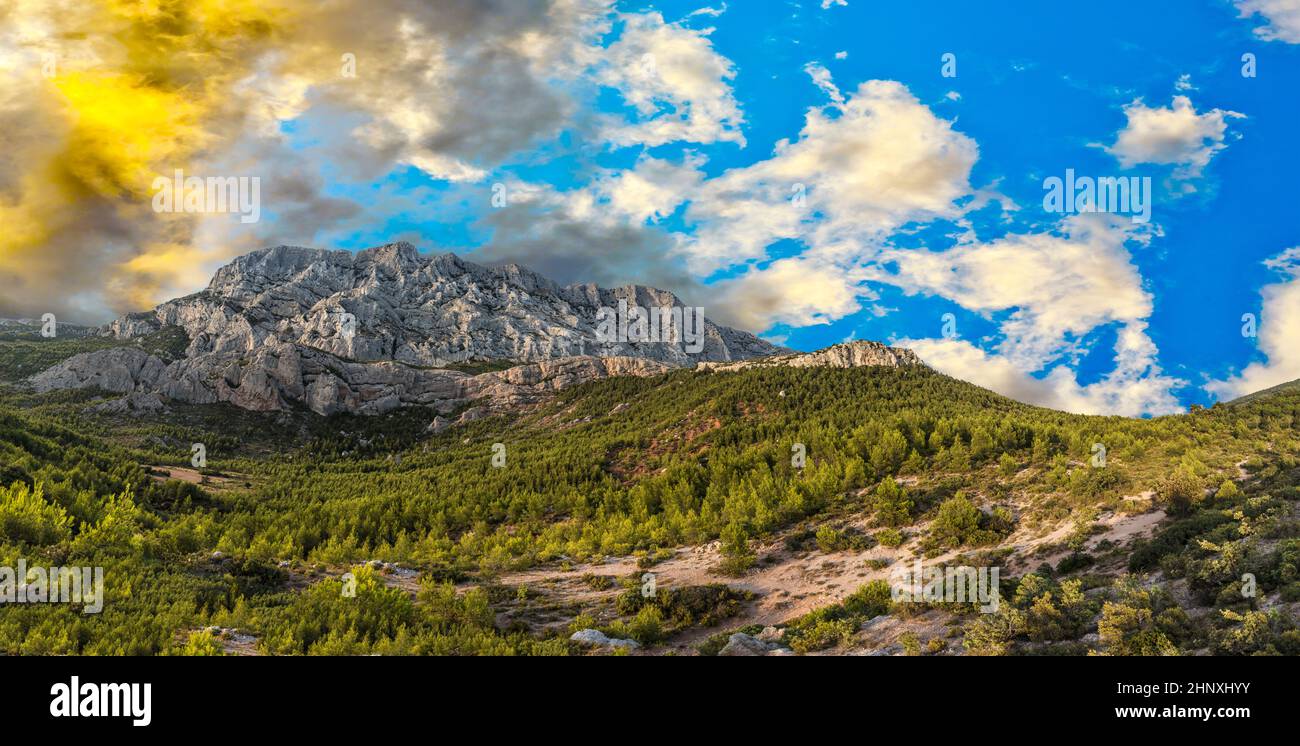 famous mount sainte-victoire in the provence, the Cezanne mountain Stock Photo