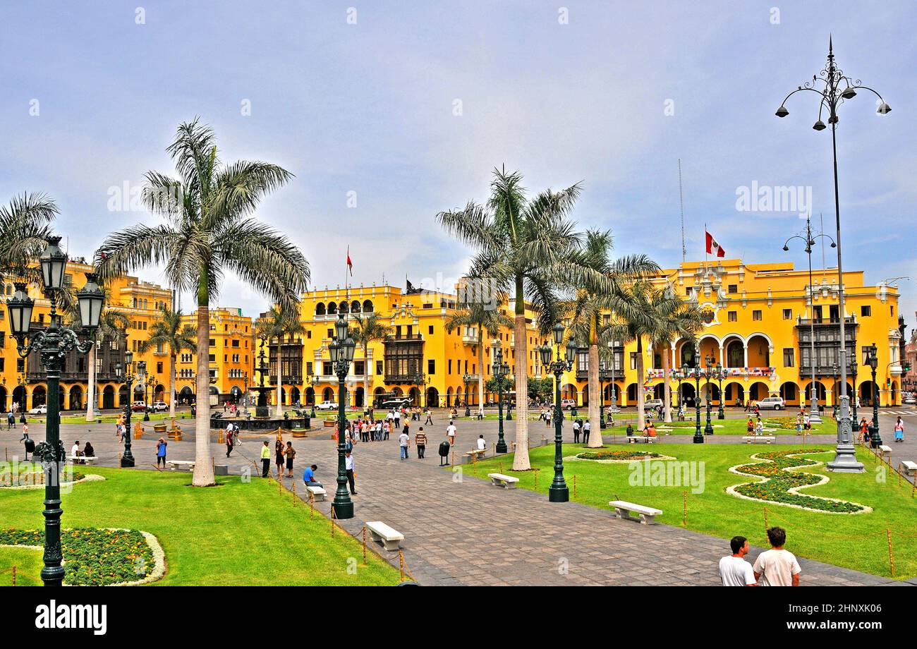 Plaza Mayor, plaza de Armas, Lima, Peru Stock Photo