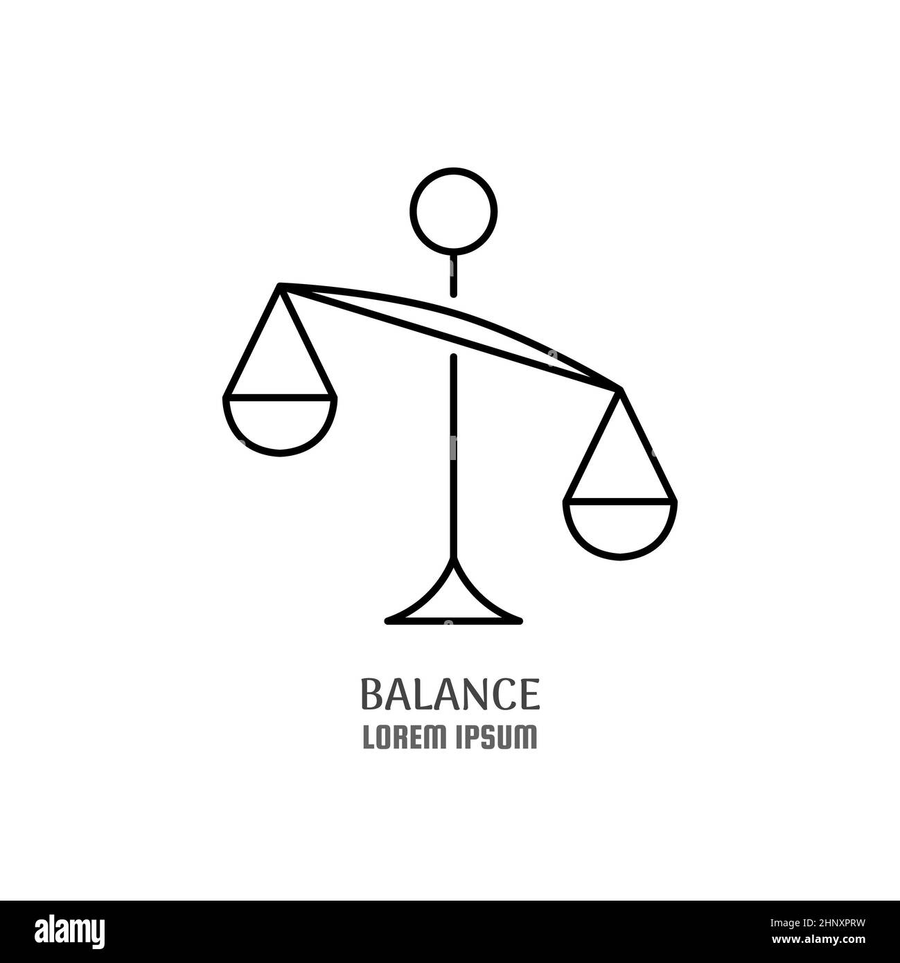 Life balance line icon concept. Simple linear scales outline stroke element. Psychologist counseling. difficult to make a decision. Editable stroke ve Stock Photo