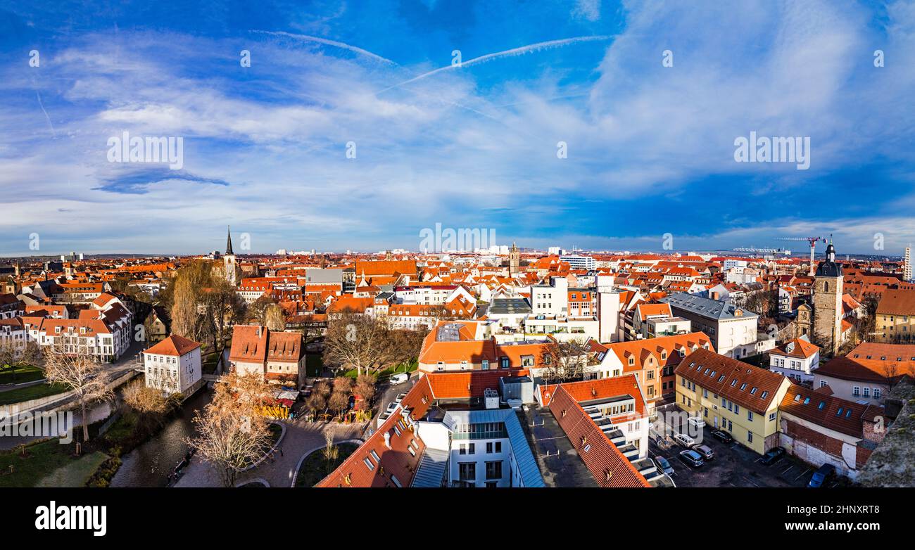 skyline of old town of Erfurt in Germany Stock Photo - Alamy