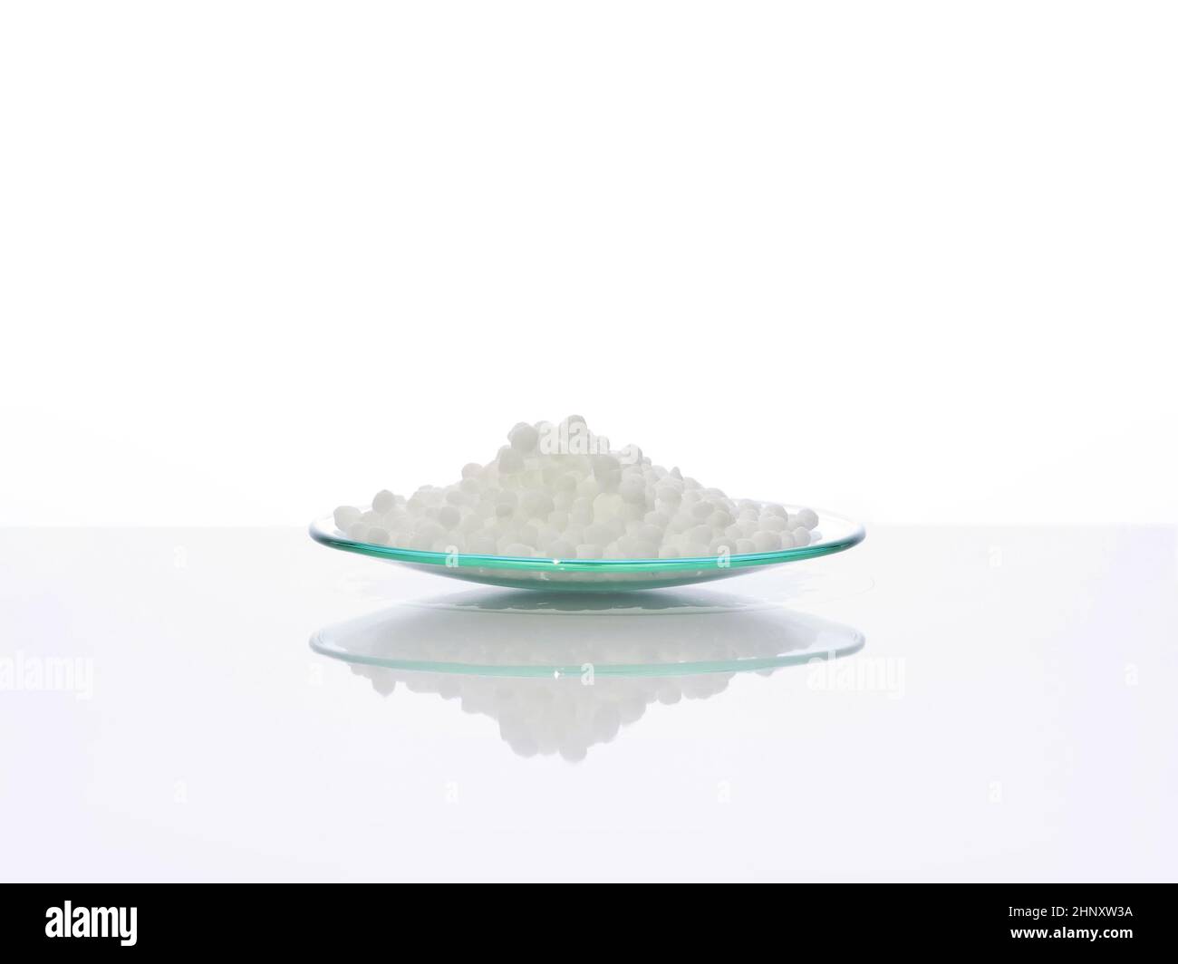 Carbamide in Chemical Watch Glass. Close up chemical ingredient on