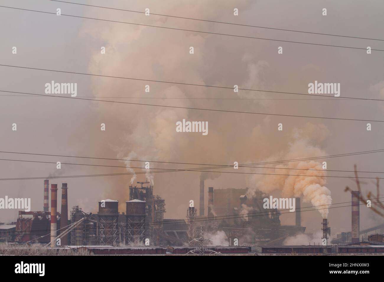factory smoke pollution, environmental problems and air pollutio Stock Photo