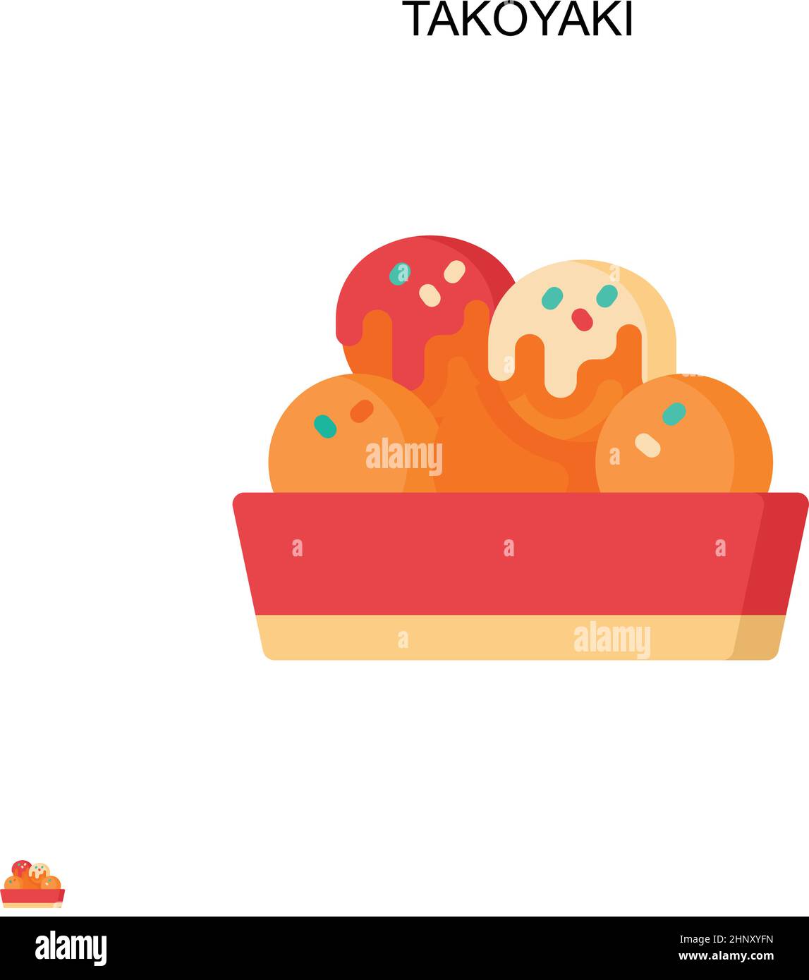 Takoyaki Simple vector icon. Illustration symbol design template for web mobile UI element. Stock Vector