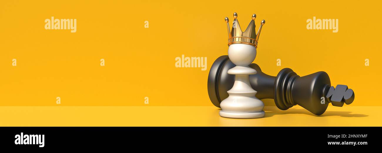 Golden Chess King Defeated Black Queen Pawns Wallpaper White