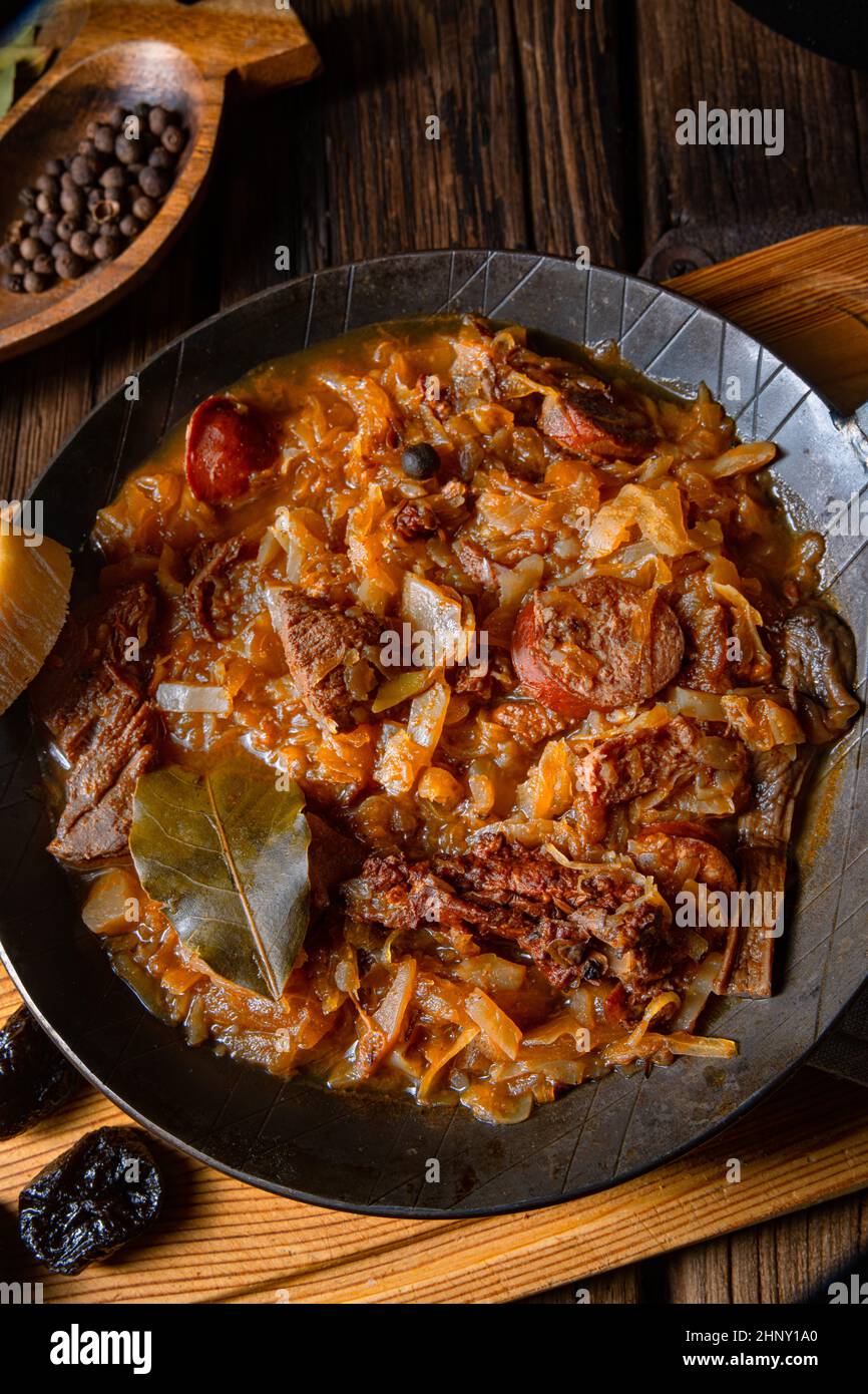 Polish bigos cooked according to an old recipe with wine and plum Stock ... Polish bigos cooked according to an old recipe with wine and plum Stock ...