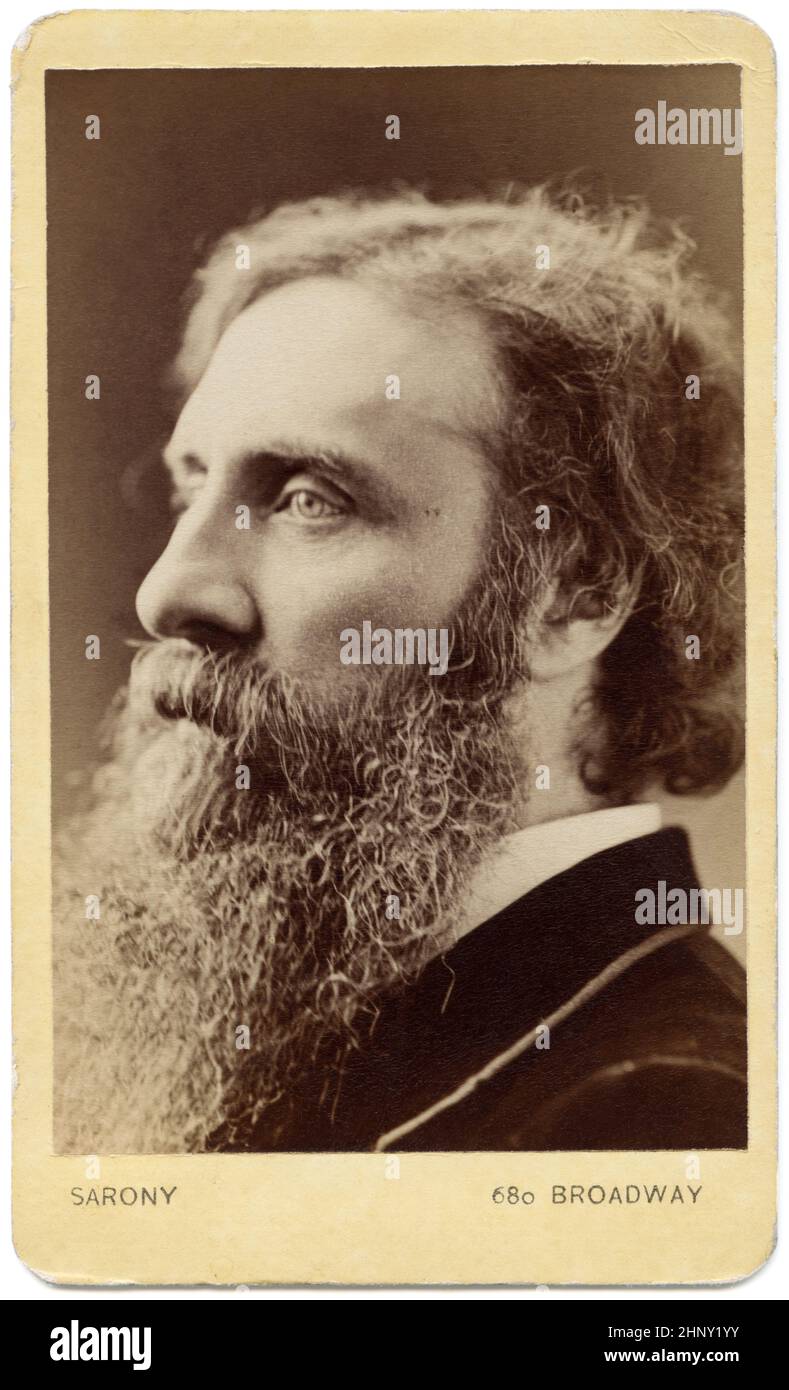 CDV (carte-de-visite) by Napoleon Sarony of Scottish writer and minister George MacDonald (1824-1905) who was a major literary influence on C.S. Lewis, J.R.R. Tolkien, W.H. Auden, G.K. Chesterton and others. Stock Photo