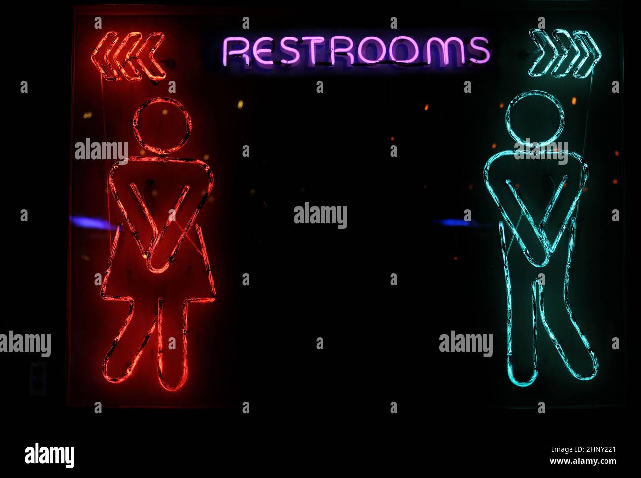 Vintage Neon Restroom Signs Photo Composite Stock Photo - Alamy