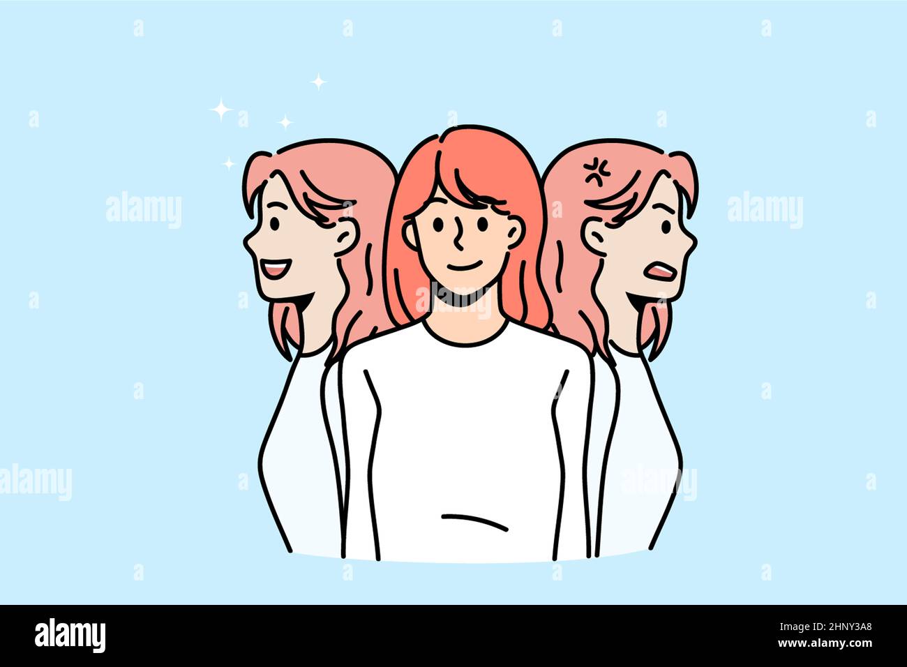 Young woman faces feel different emotions suffer from bipolar disorder ...