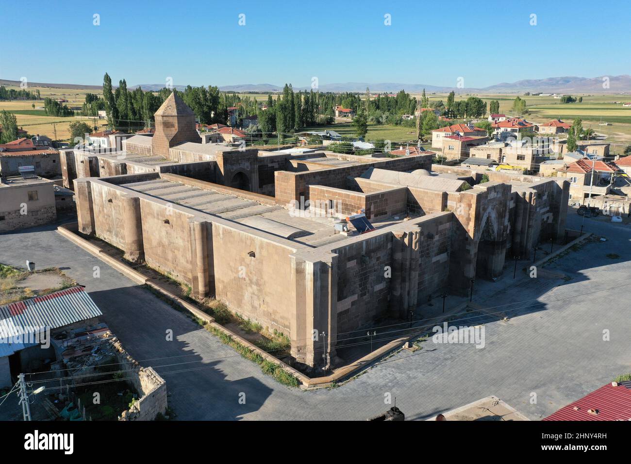 Karatay Caravanserai located in the district of Bunyan in Kayseri. The caravanserai was built in 1240 by the Seljuk vizier Celalettin Karatay. Stock Photo