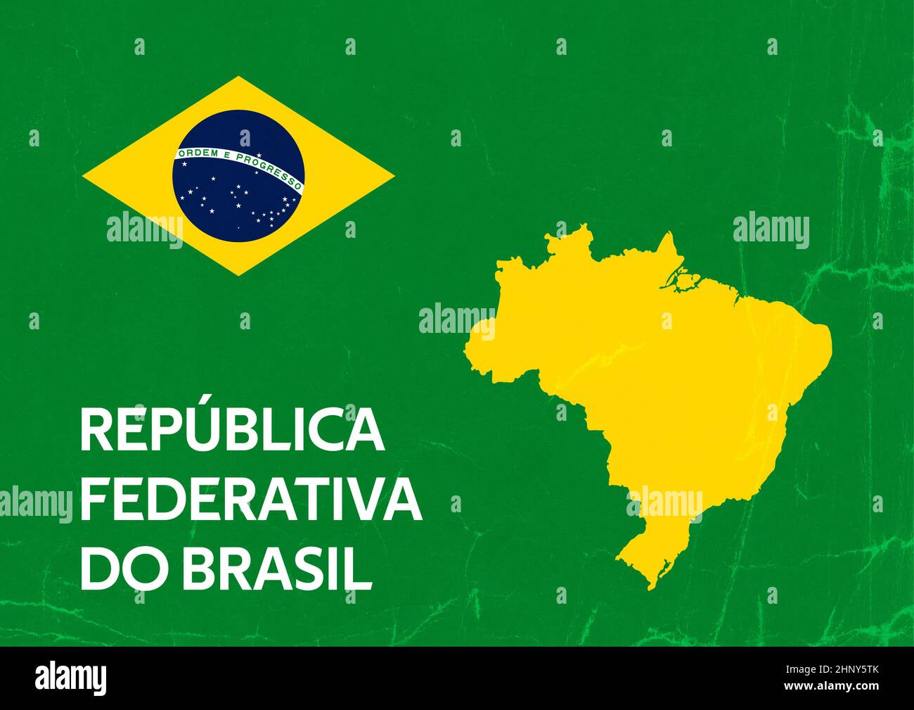 brazilian Illustration with map country shape and flag with