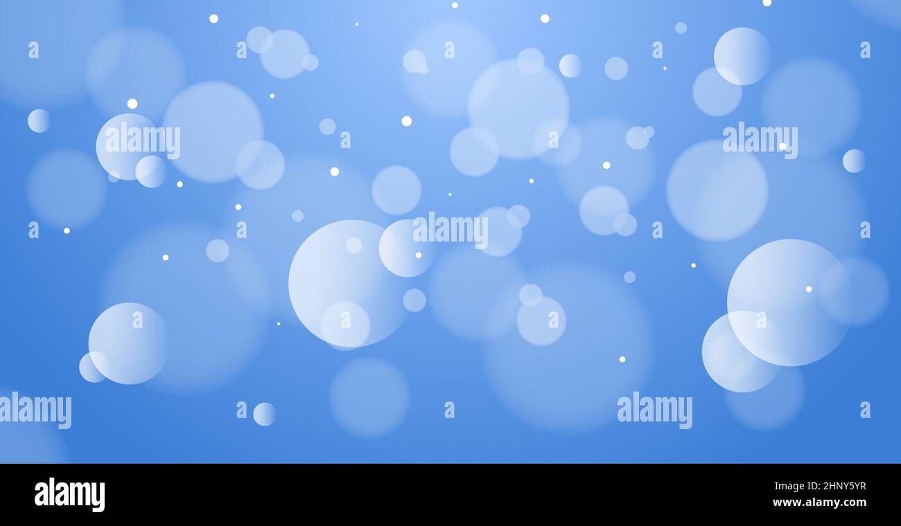 Abstract blue bokeh background with defocused circles and glitter ...