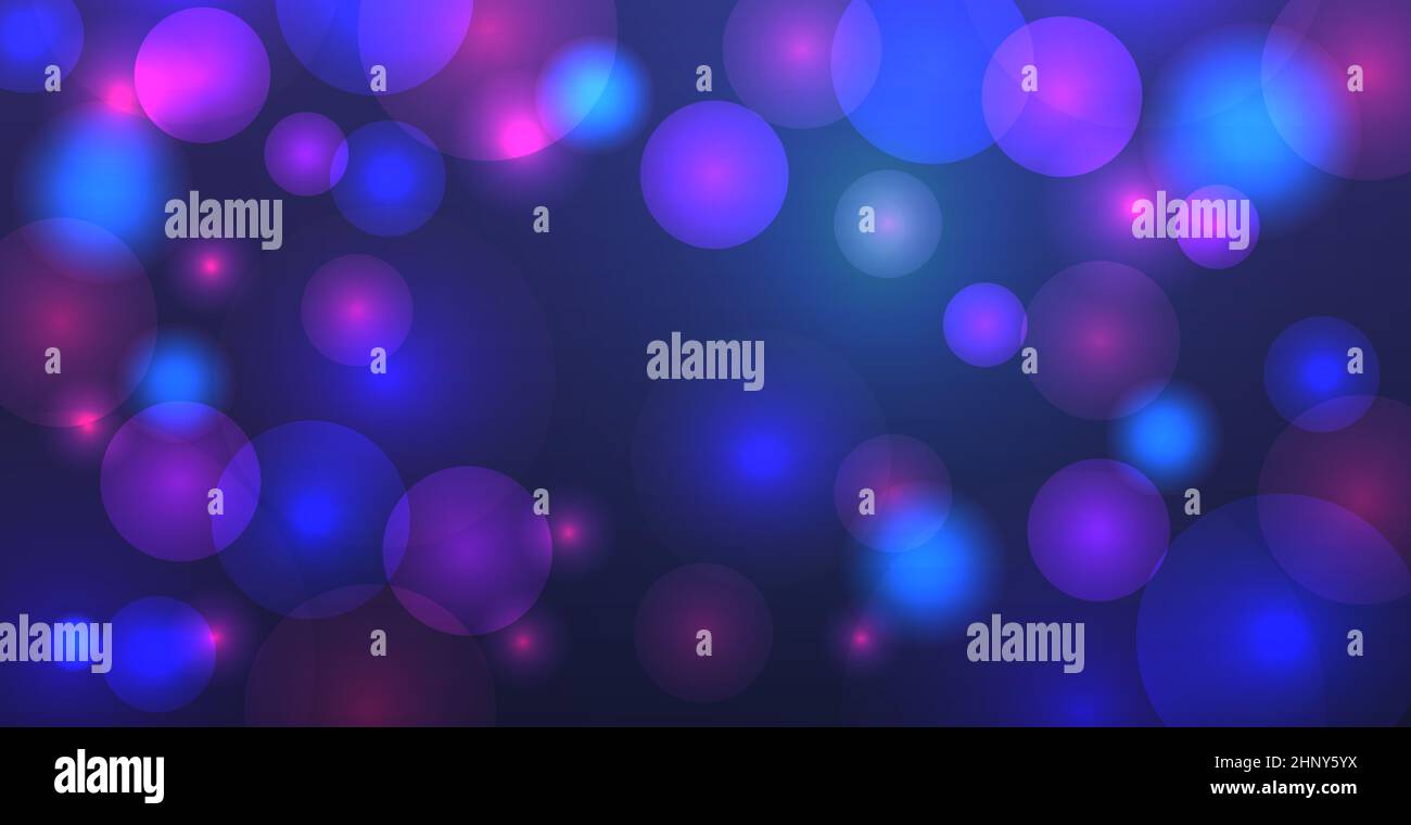 Abstract blue bokeh background with defocused circles and glitter ...