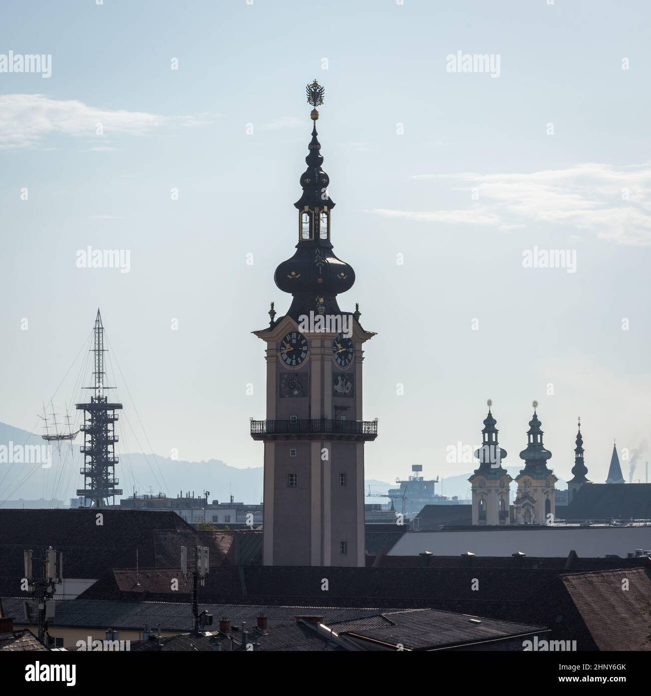 Austrian town Linz with Old Cathedral Stock Photo - Alamy