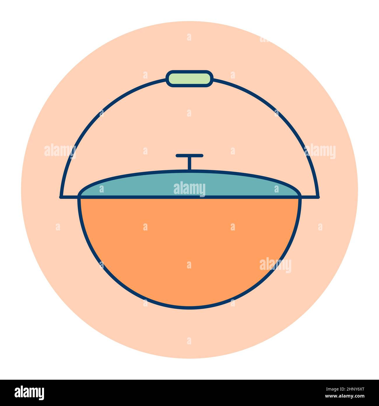 Camping cauldron from metal vector color icon. Kitchen appliance. Graph ...