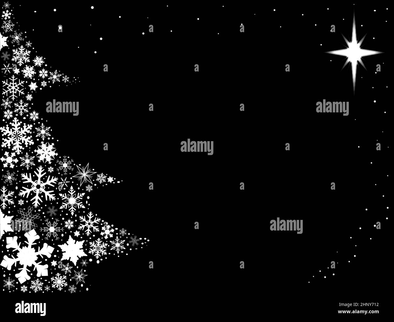 Black background with snowflakes in the form of a Christmas Tree Stock ...