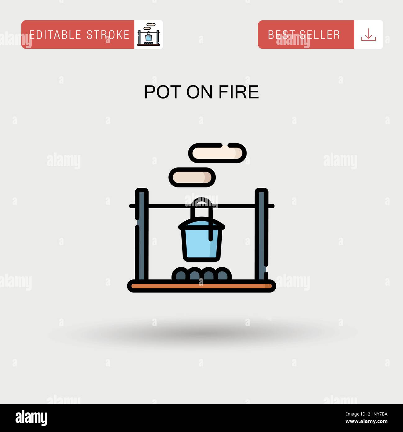 Pot on fire Simple vector icon. Stock Vector