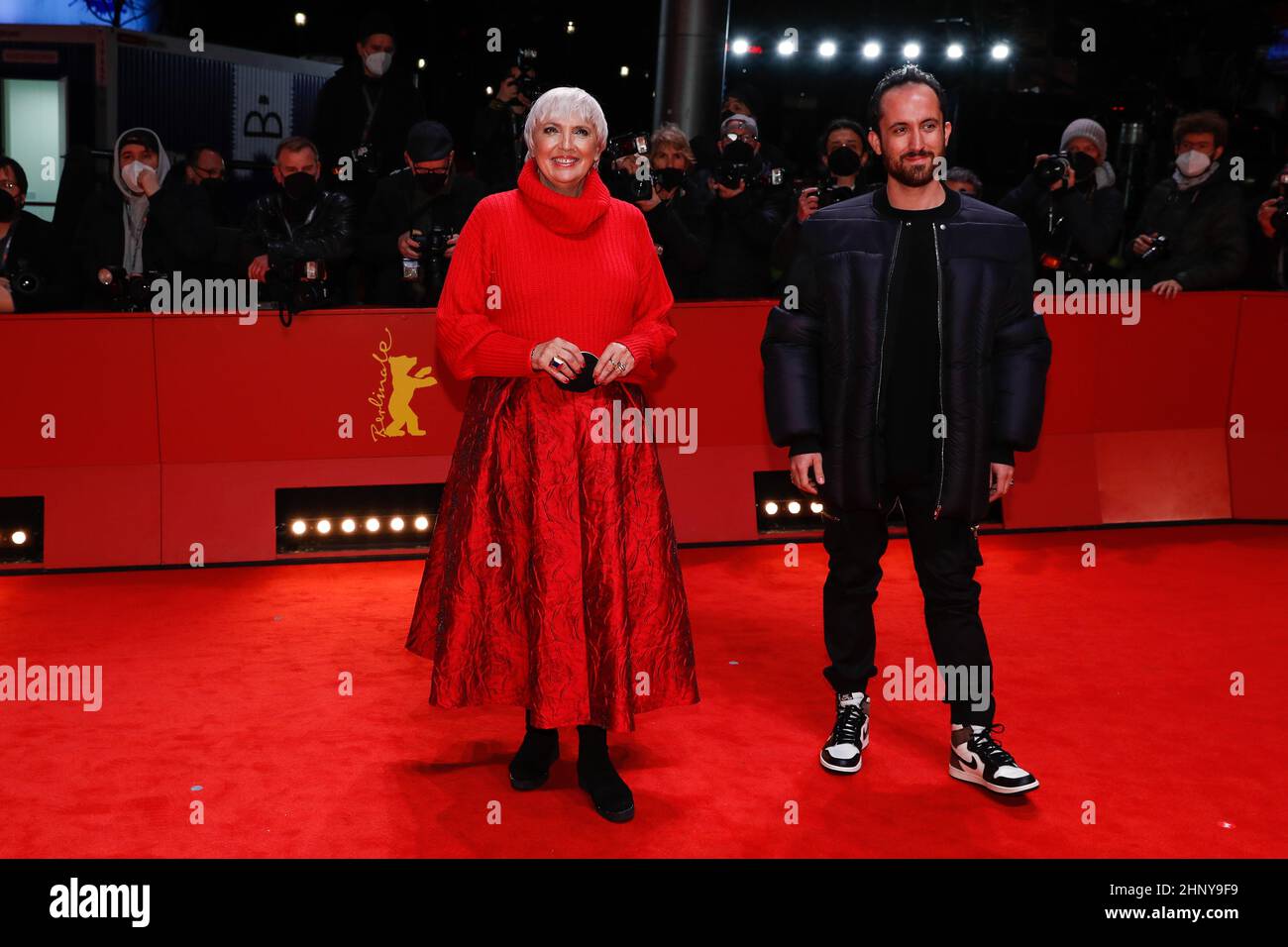 Berlin, Germany. 16th Feb, 2022. Claudia Roth and Igor Levit arrive for the Berlinale awards ceremony at the Berlinale Palast. The 72nd International Film Festival will take place in Berlin from Feb. 10-20, 2022. Credit: Gerald Matzka/dpa/Alamy Live News Stock Photo