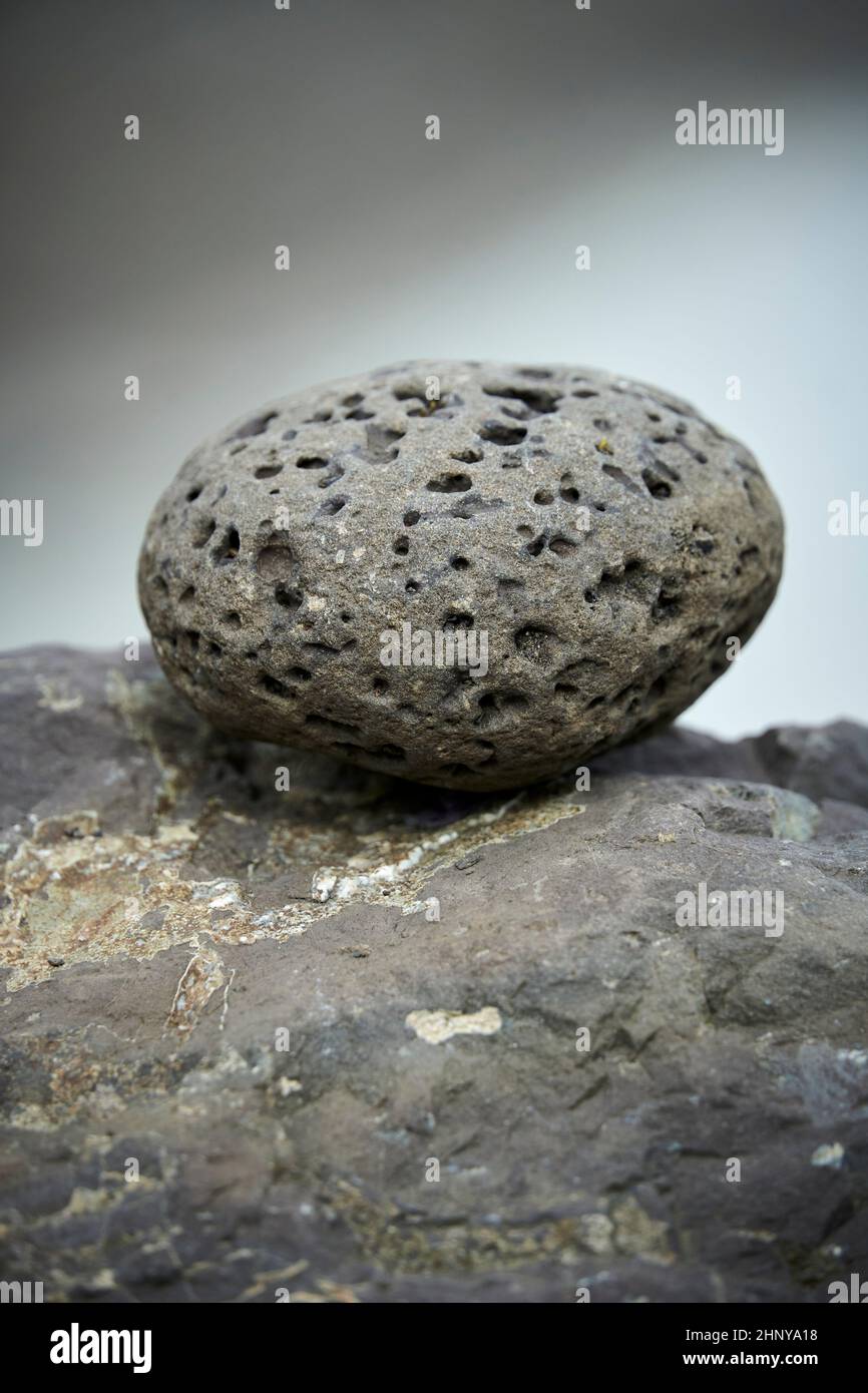 Bumpy volcanic rock with dimples at Skaftafell, Iceland Stock Photo