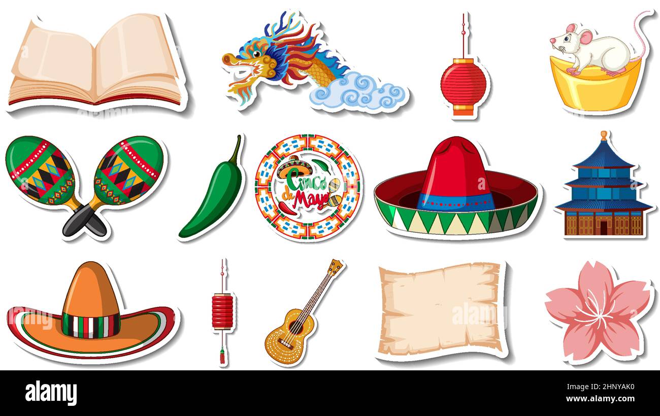 Set of different traditional objects illustration Stock Vector Image ...