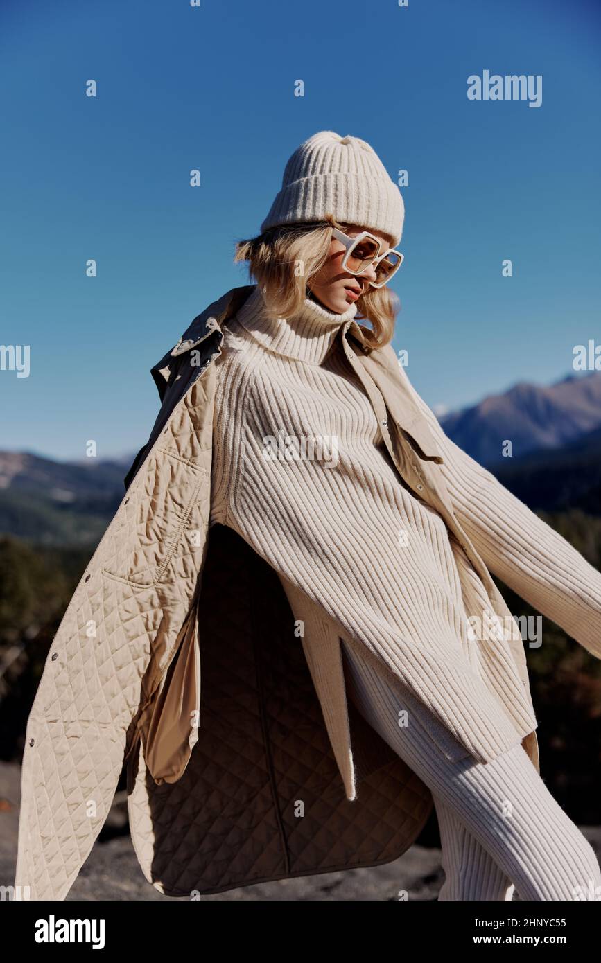 tourist fashion clothes mountains landscape nature landscape Stock