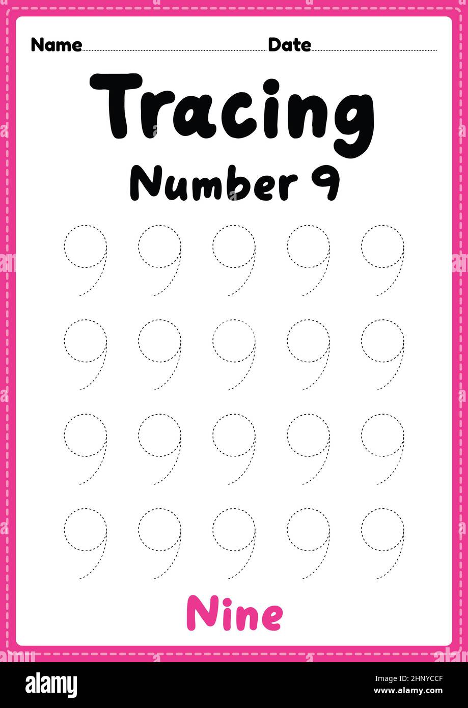 tracing number 3 worksheet for kindergarten preschool and montessori kids for learning numbers and handwriting practice activities stock photo alamy