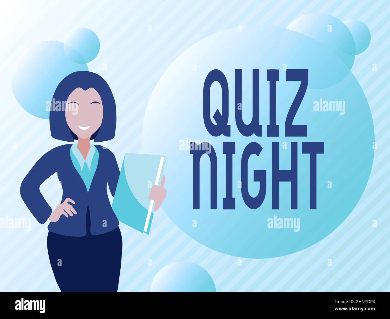 Hand writing sign Quiz Night, Business overview evening test knowledge competition between individuals Abstract Discussing Important News, Explaining Stock Photo