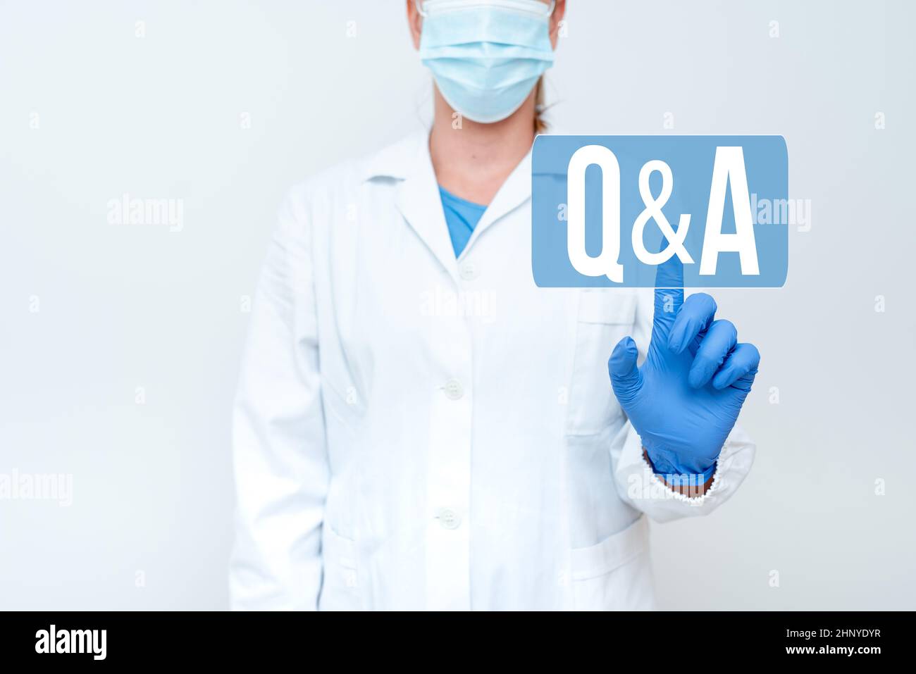 Text caption presenting Q And A, Word for in which person asks questions and another one answers them Demonstrating Medical Ideas Presenting New Scien Stock Photo