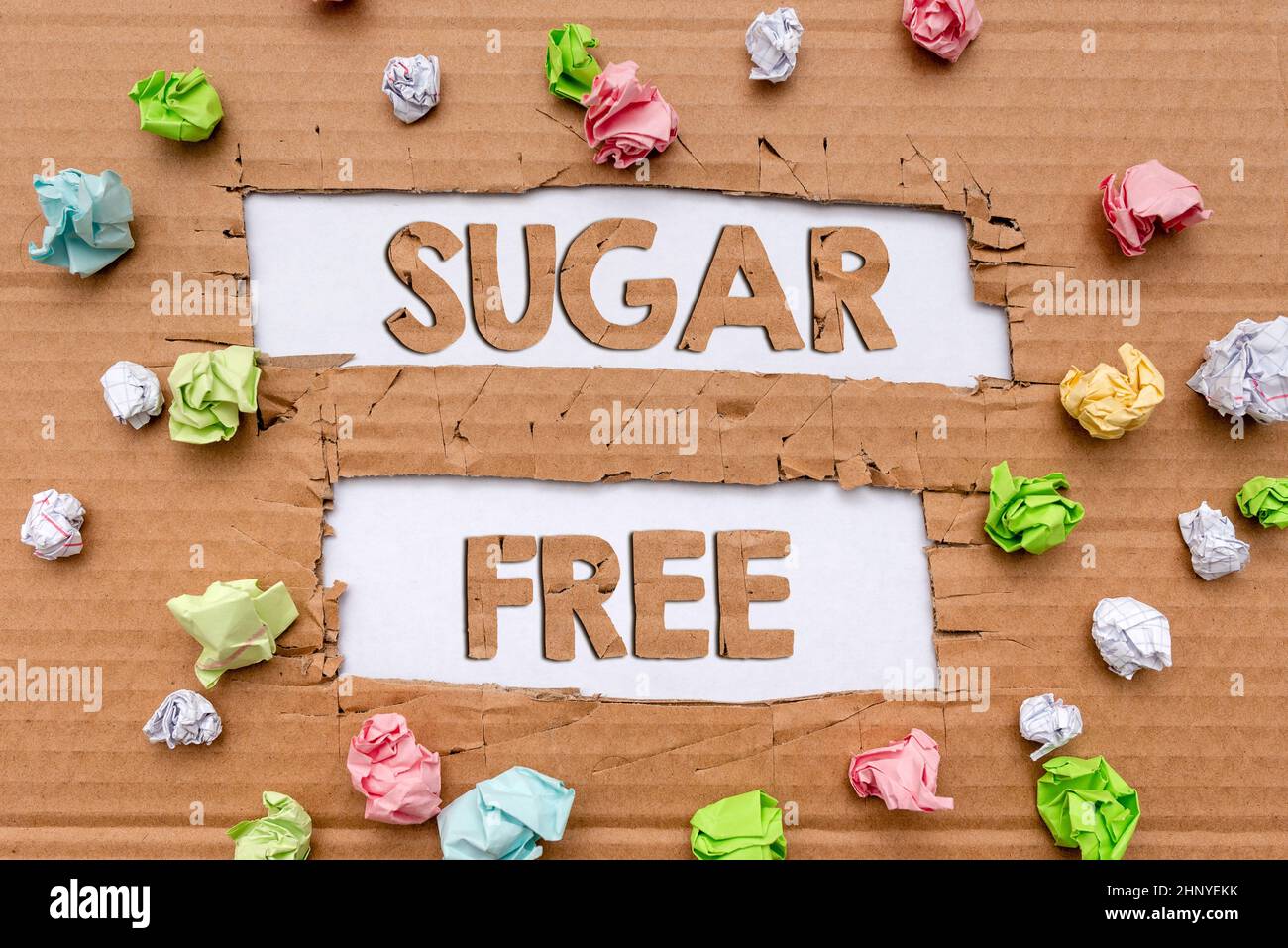 Text caption presenting Sugar Free, Conceptual photo containing an artificial sweetening substance instead of sugar Forming New Thoughts Uncover Fresh Stock Photo