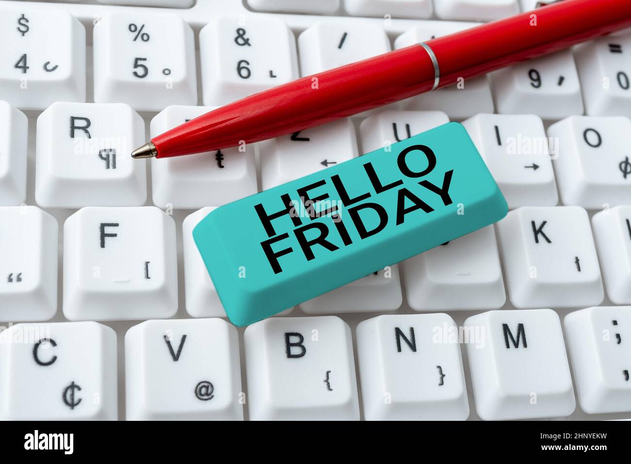 Friday Typing Writing displaying text Hello Friday, Business idea used to express ...