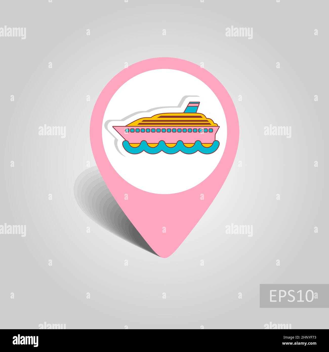 Cruise transatlantic liner vector pin map icon. Marine Map pointer ...