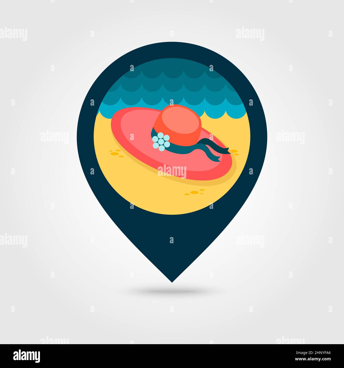 Beach hat vector pin map icon. Map pointer. Summer Map markers ...