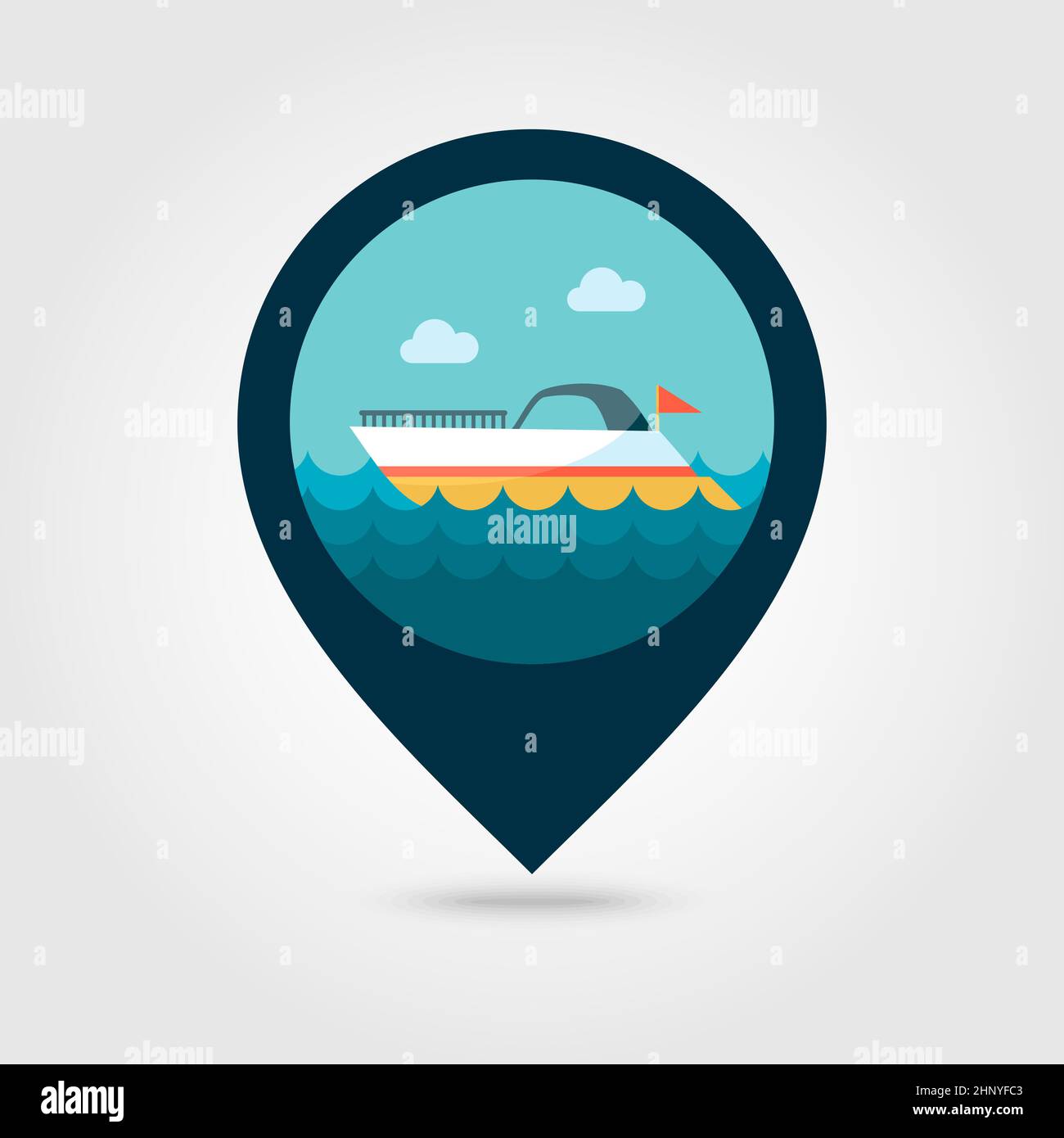 Ship Boat vector pin map icon. Marine Map pointer. Summer Map markers ...