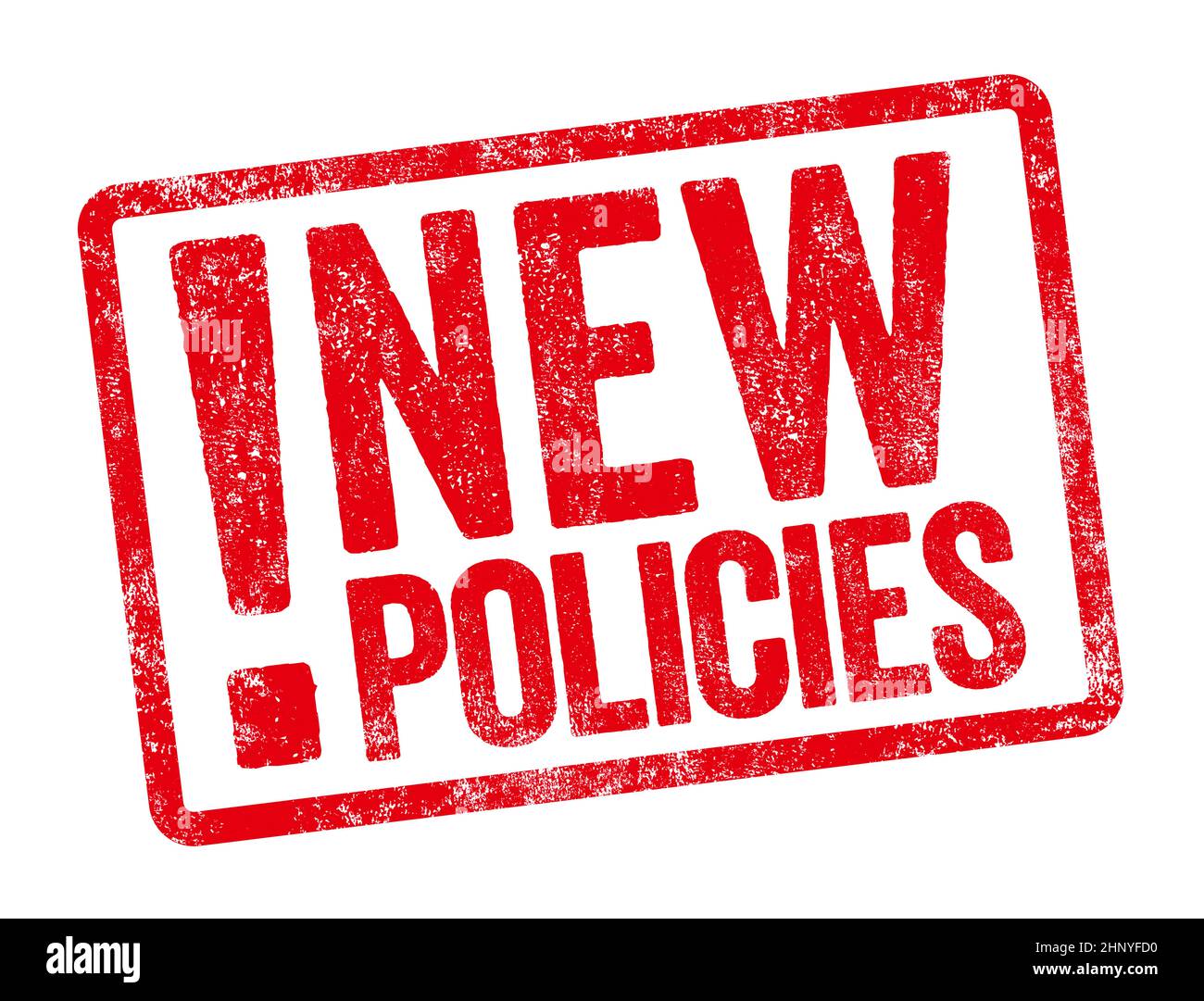 Red stamp on a white background - New policies Stock Photo
