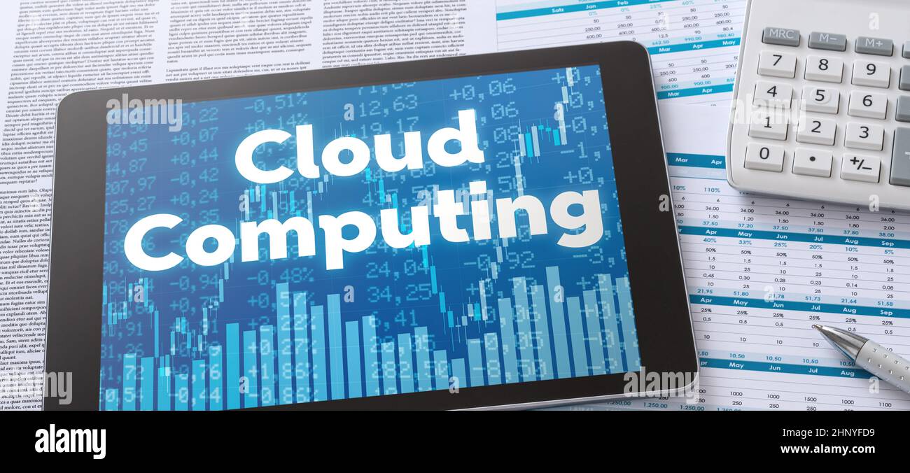 A tablet with financial documents - Cloud Computing Stock Photo