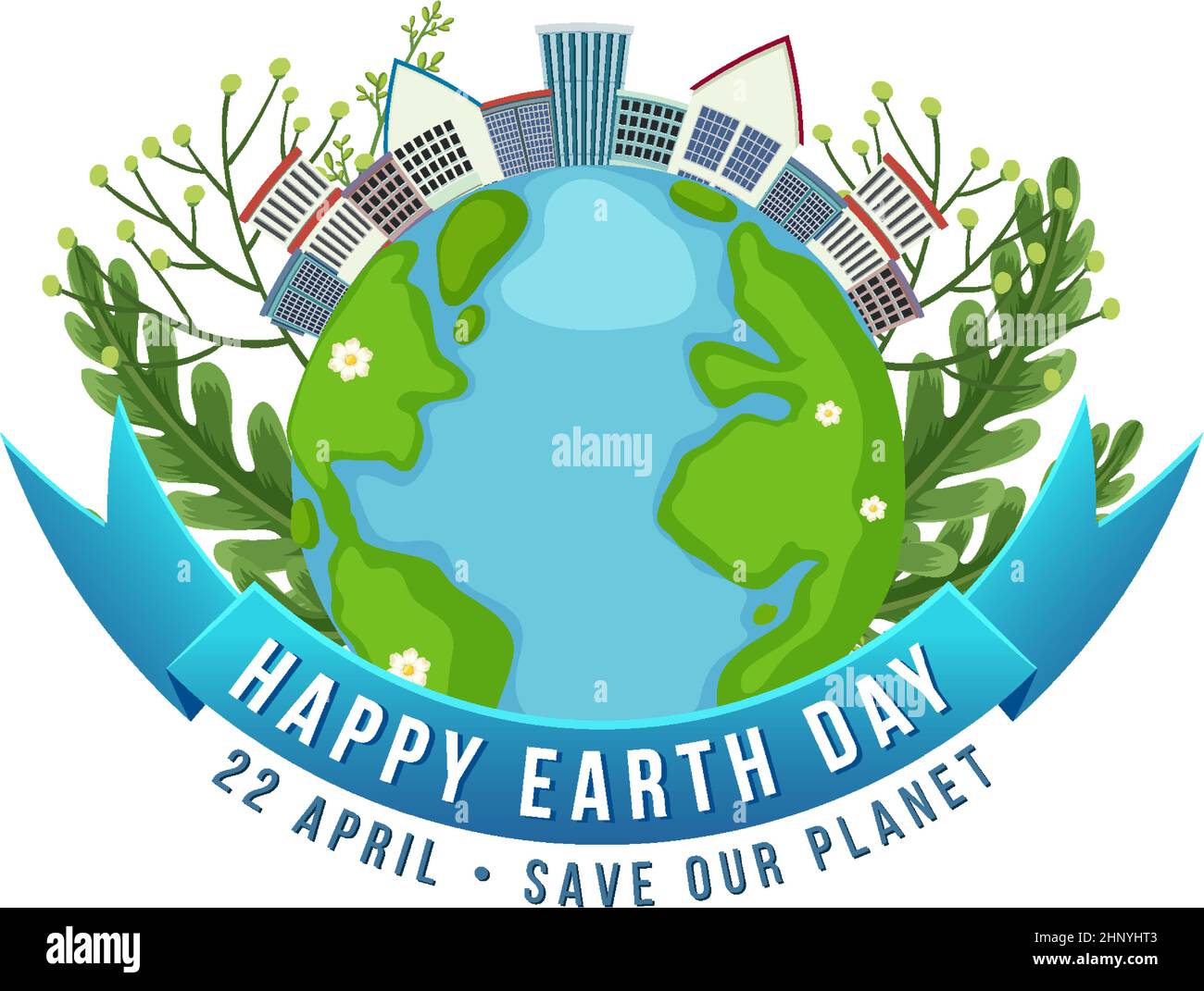 Happy Earth Day On 22 April Banner Design illustration Stock Vector